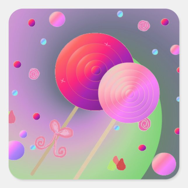 Candy and Lollipops Square Sticker (Front)