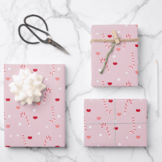 Candy and star pattern wrapping paper sheet