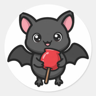 Candy Apple Bat Halloween Classic Round Sticker
