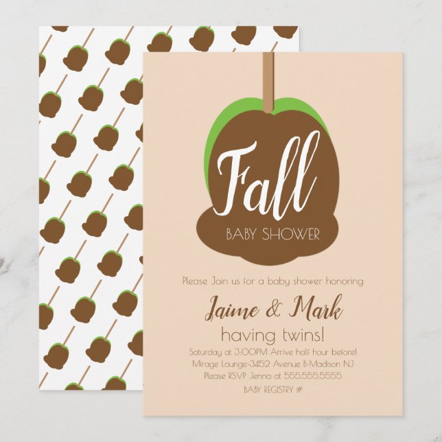 Candy Apple Carmel Fall Baby Shower  Invitation (Front/Back)