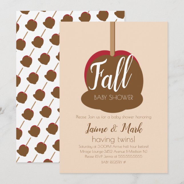 Candy Apple Carmel Fall Baby Shower  Invitation (Front/Back)