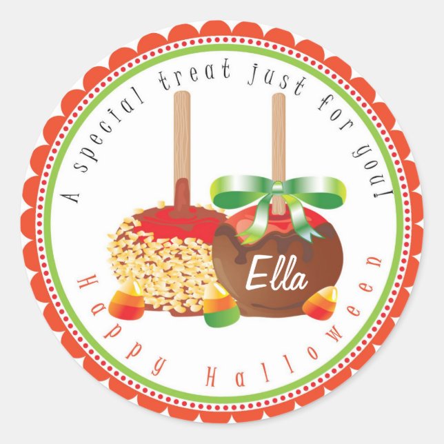 CANDY APPLE FALL HALLOWEEN CLASSIC ROUND STICKER (Front)