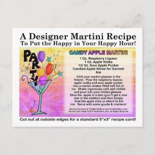 Candy Apple Martini Recipe Card Postcard