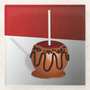 Candy Apple, red and caramel Glass Coaster
