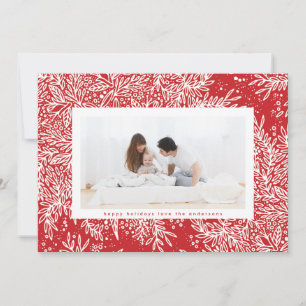 Candy Apple Red Ice White Snowflake Photo Frame Holiday Card