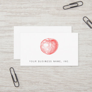 Candy Apple Red Letterpress Apple Business Card