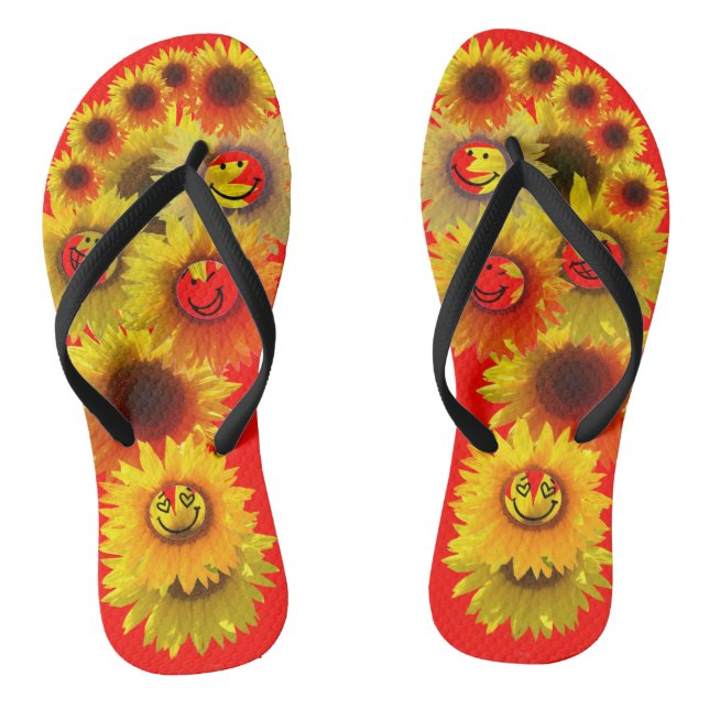 Candy Apple Unisex Sunflower Flip Flops (Footbed)