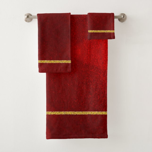 Candy Apples Red Gold  Bath Towel Set (Insitu)