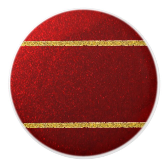 Candy Apples Red Gold  Ceramic Knob (Front)