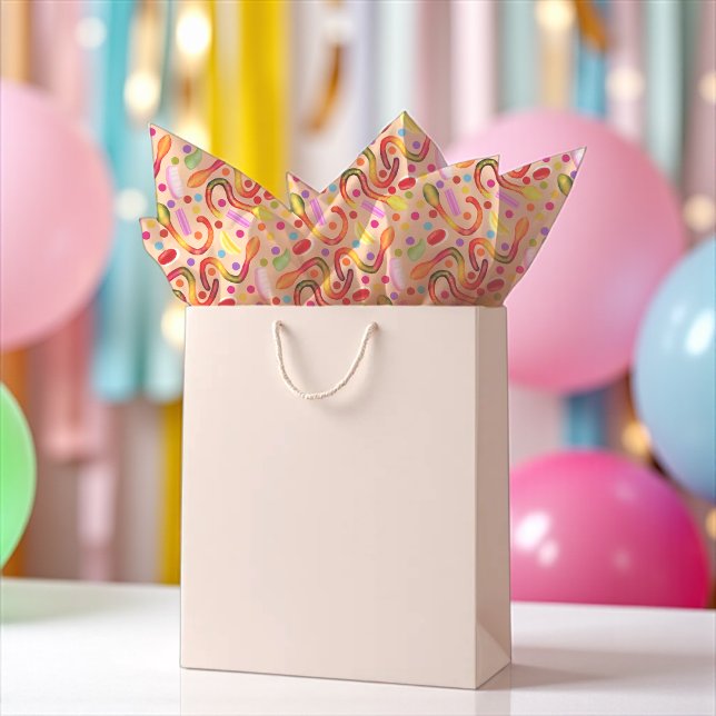 Candy Bag    Tissue Paper (Candy and jelly snakes patterned tissue paper)