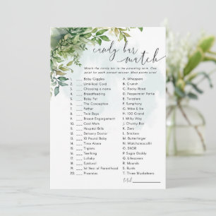 Candy Bar Baby Shower Game Greenery Theme Invitation