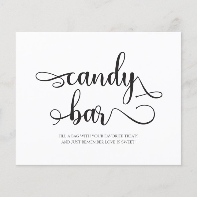 Candy Bar Black and White Minimalist Wedding Sign (Front)