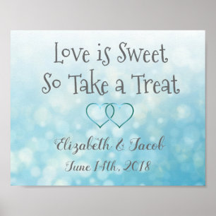 Candy Bar Blue and Grey Love is Sweet Poster