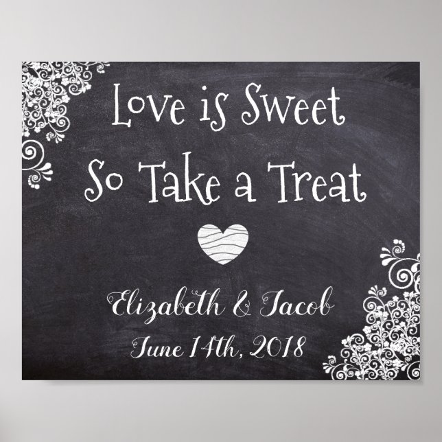 Candy Bar Chalkboard Look Love is Sweet Poster (Front)