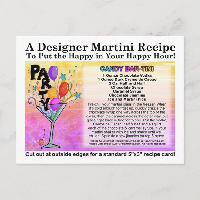 Candy Bar Martini Recipe Card Postcard (Front)