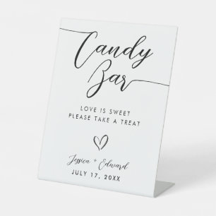 Candy Bar Modern minimalist Black White Pedestal Sign