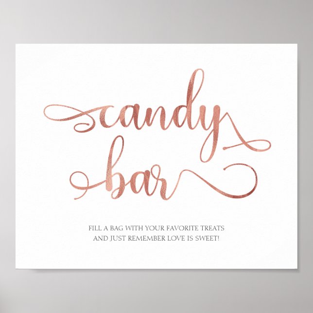 Candy Bar rose gold elegant Wedding Sign (Front)