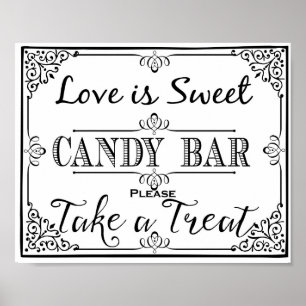 Candy bar sign elegant black wedding or party sign