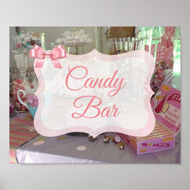 Candy Bar Sign Pink Baby Shower Poster (Front)
