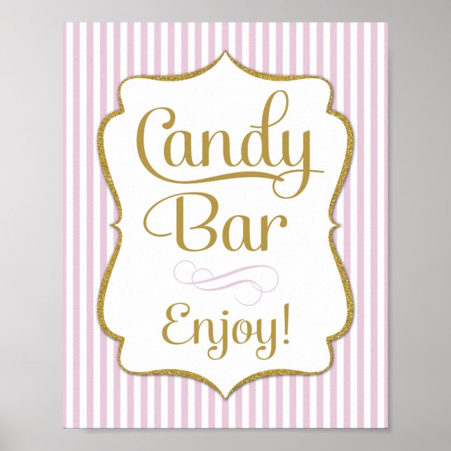 Candy Bar Sign Pink Gold Buffet (Front)