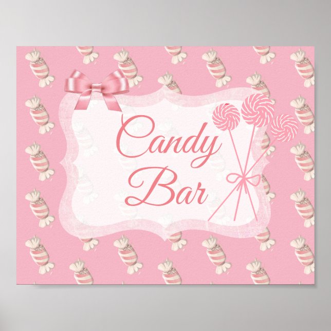 Candy Bar Sign Pink Vintage Lollipops Poster (Front)
