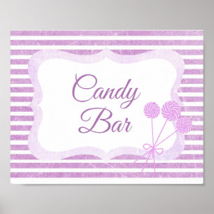 Candy Bar Sign Purple Lollipops Poster