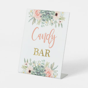 Candy Bar Succulents Pedestal Sign