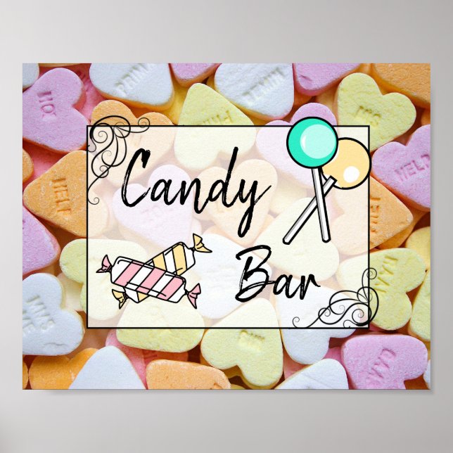Candy Bar Wedding or Baby Shower  Sign Poster (Front)