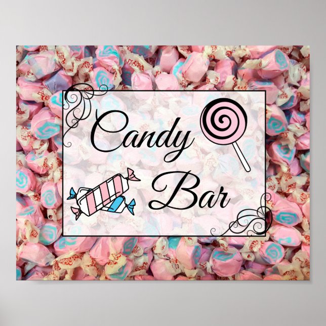 Candy Bar Wedding or Baby Shower  Sign Poster (Front)