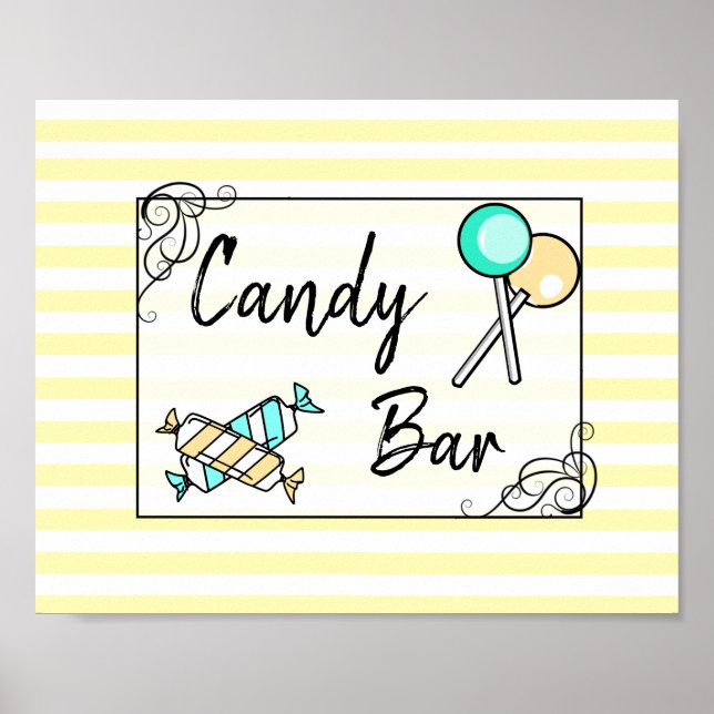 Candy Bar Wedding or Baby Shower  Sign Poster (Front)