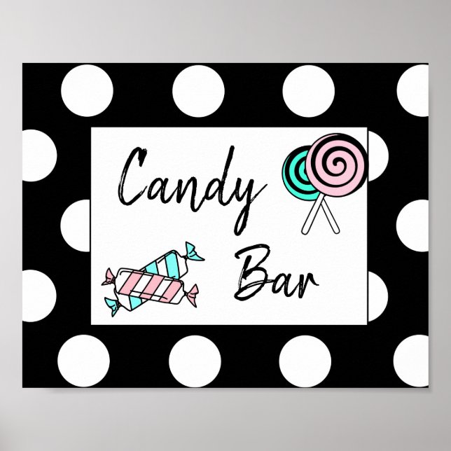 Candy Bar Wedding or Baby Shower  Sign Poster (Front)