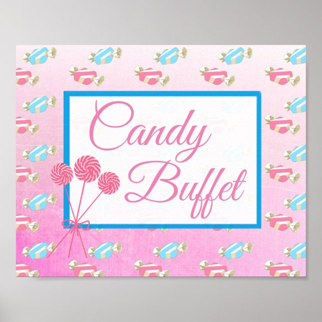 Candy Bar Wedding Pink and Blue Sign Poster (Front)