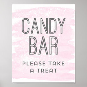 Candy Bar Wedding Sign Blush Pink Watercolor