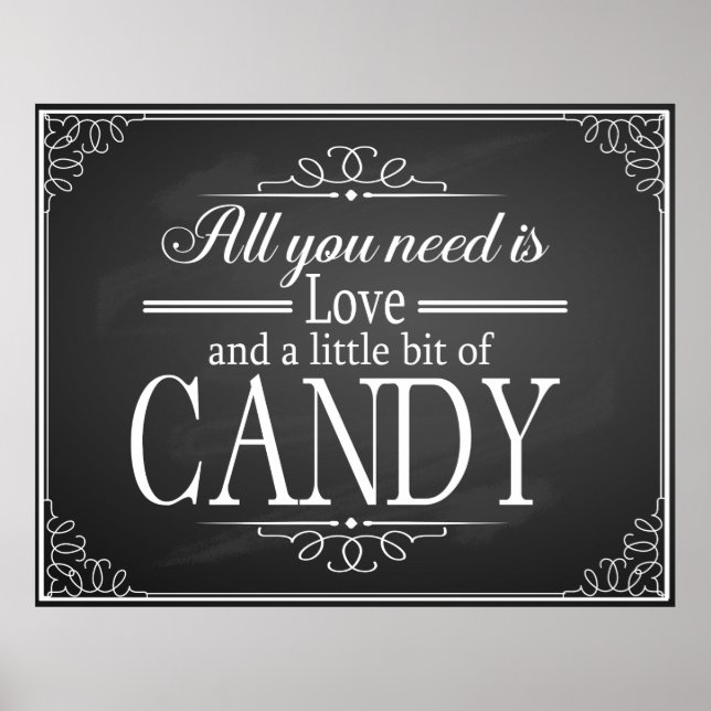 Candy Bar wedding sign chalkboard-blackboard print (Front)