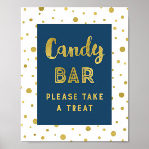 Candy Bar Wedding Sign Navy Blue Gold Stripes