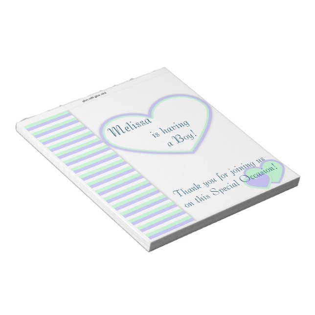 Candy Bar Wrapper Baby Shower Blue Boy Party Favou Notepad (Angled)