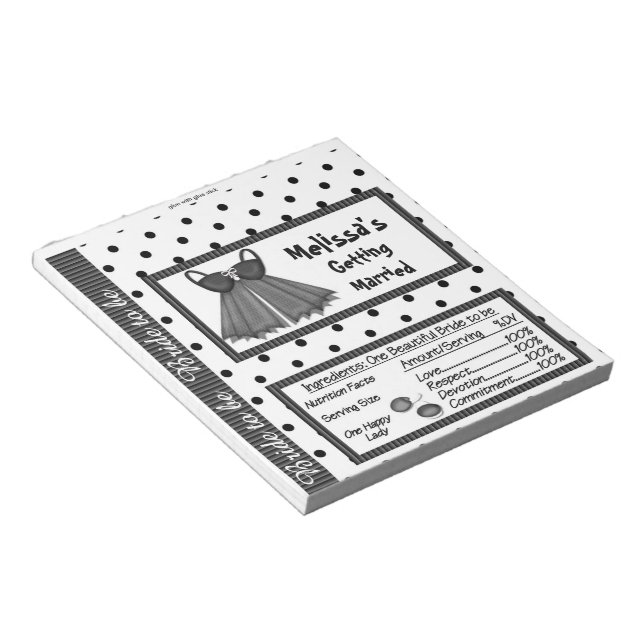 Candy Bar Wrapper Bridal Shower Party Favours Notepad (Angled)