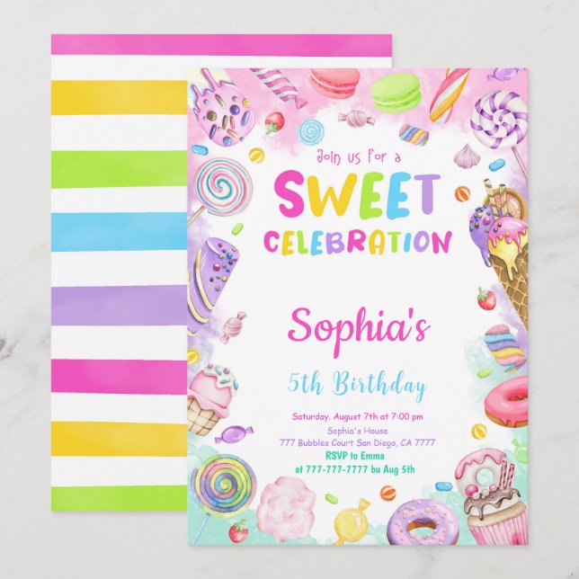 Candy Birthday Invitation (Front/Back)