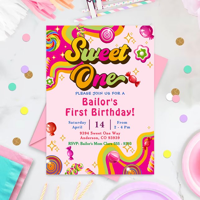 Candy Birthday Invitation Sweet One Party (Creator Uploaded)