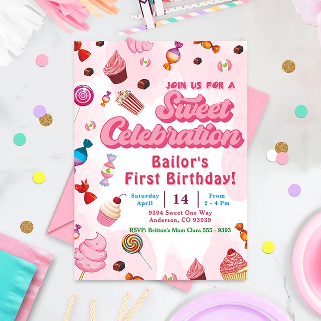 Candy Birthday Invitation The First Party (Creator Uploaded)