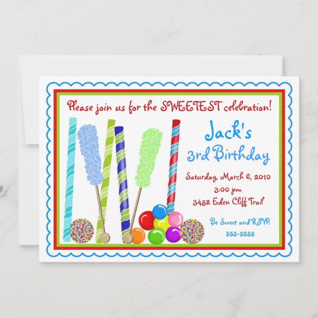 Candy Birthday Invitations (Front)