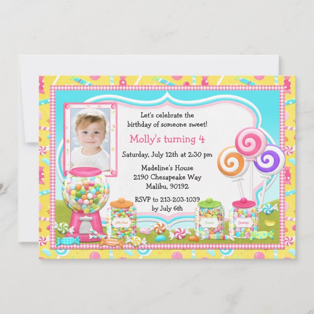 Candy Birthday Party Invitation (Front)