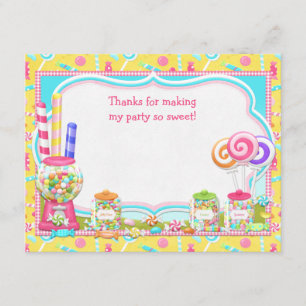 Candy Birthday Party Thank You Card