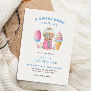 Candy Blue A Sweet Baby Shower is on the way  Invitation