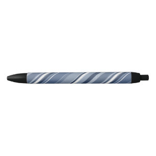 Candy Blue Stripes Black Ink Pen