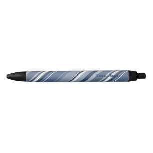 Candy Blue Stripes Black Ink Pen
