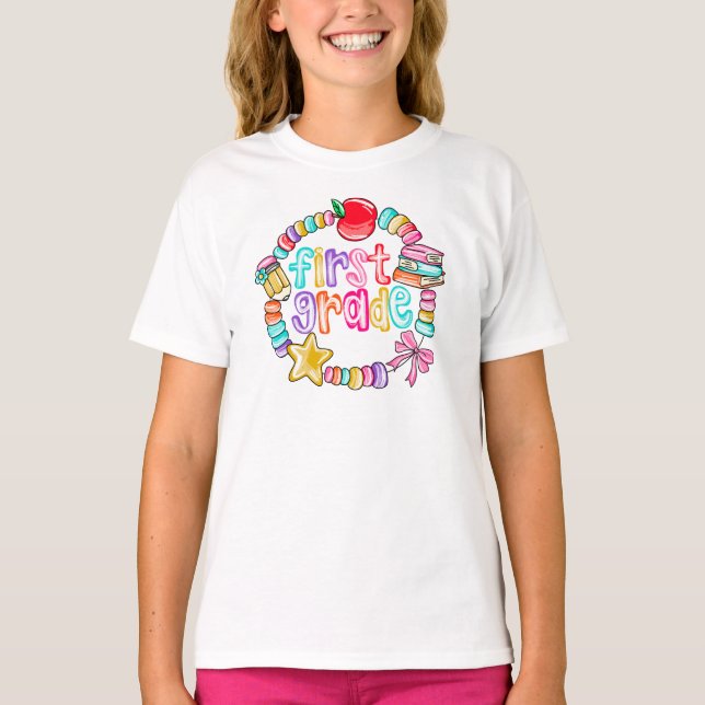 Candy Bracelet Colourful First Grade T-Shirt (Front)