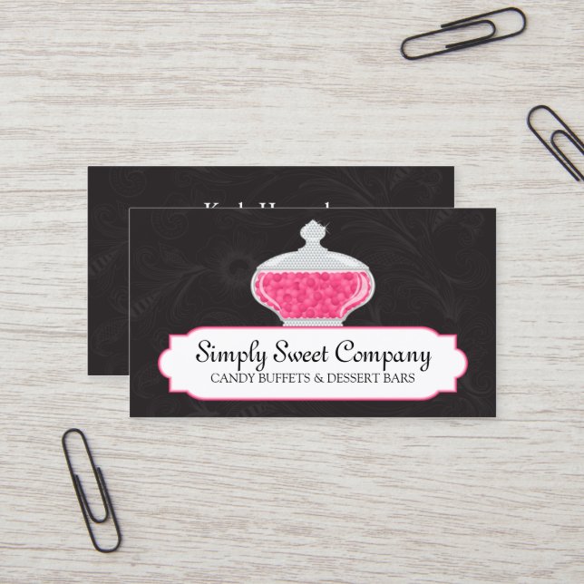 Candy Buffet and Dessert Table Business Card (Front/Back In Situ)