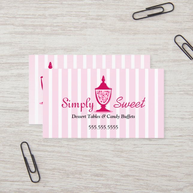 Candy Buffet and Dessert Tables Business Card (Front/Back In Situ)