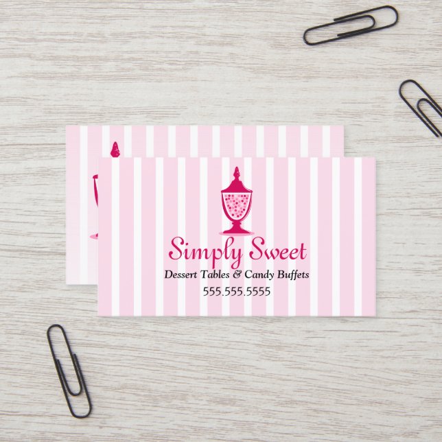 Candy Buffet and Dessert Tables Business Card (Front/Back In Situ)